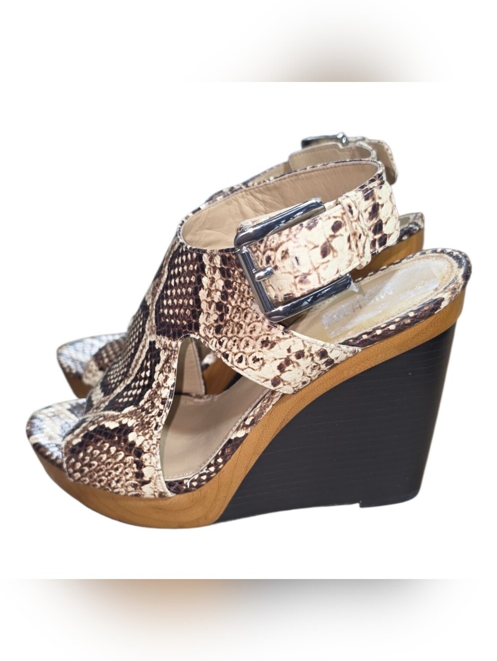 MICHAEL Michael Kors Josephine Snake-Print Wedge Embossed Leather Sandals - Picture 5 of 9